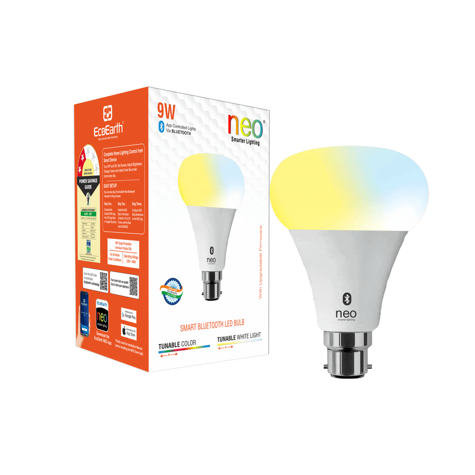 EcoEarth Neo Bluetooth Smart LED Bulb | App & Remote Control Light | Warm to Cool Feel + 16 Millions Colors