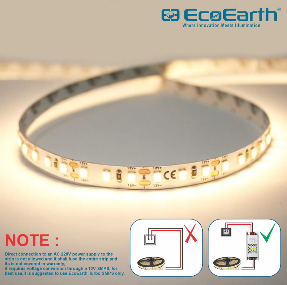 EcoEarth Milan 240 LED / Mtr Strip Light 5 Mtr Double Copper PCB